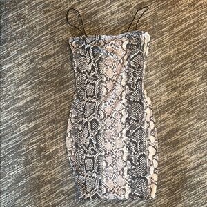 Bear Dance Snake Print Mini Dress - Black and Cream